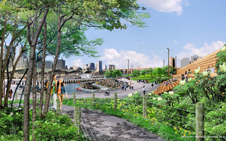 Arkitektskiss av Brooklyn Bridge Park Arkitektskiss av Brooklyn Bridge Park