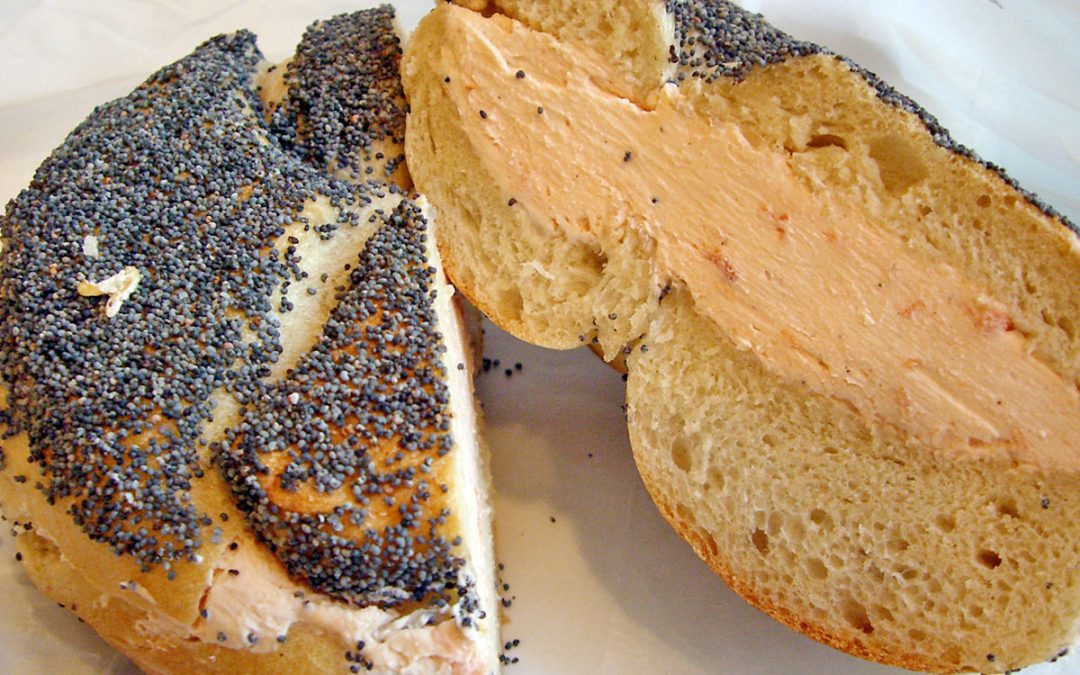 ”Poppy seed bagel with lox spread, please!”
